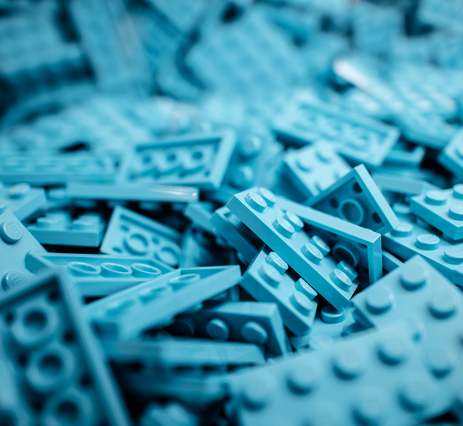 Lego bricks stacked in blue